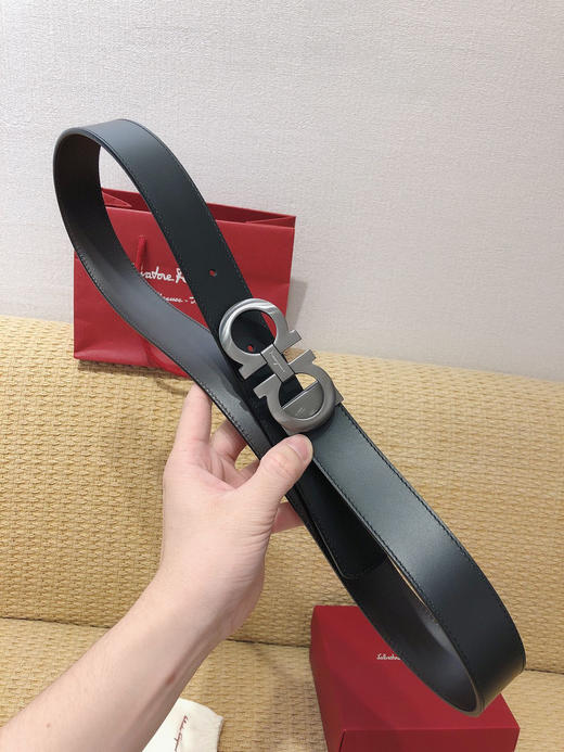 SF菲拉格慕-枪色扣-黑棕双面牛皮 商品图3