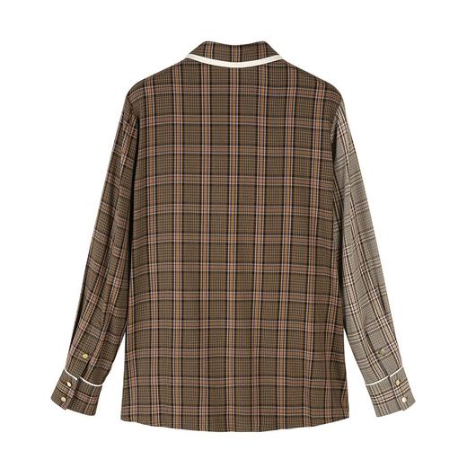 格纹拼接不对称衬衫 商品图1