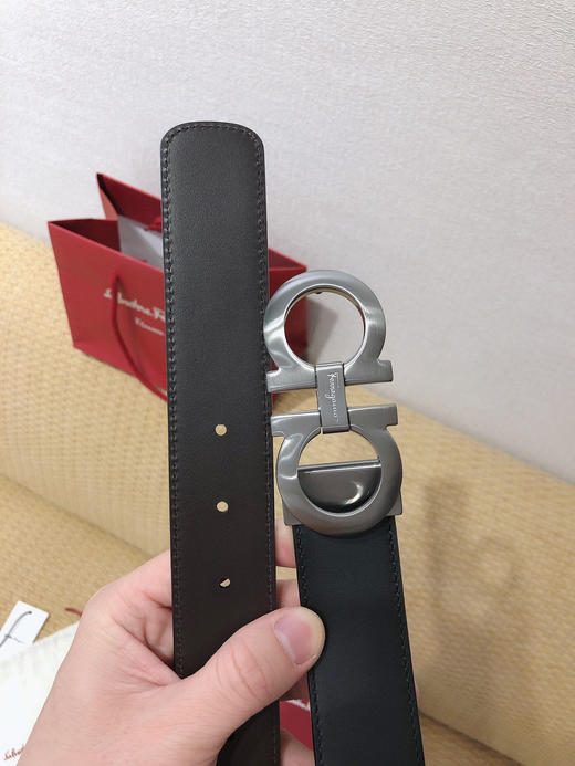 SF菲拉格慕-枪色扣-黑棕双面牛皮 商品图6