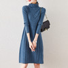 气质名媛风，纯色针织a字高领连衣裙DB897 商品缩略图2
