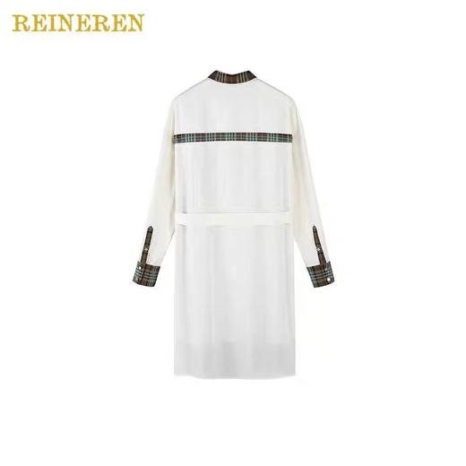 格纹拼接收腰连衣裙 商品图2