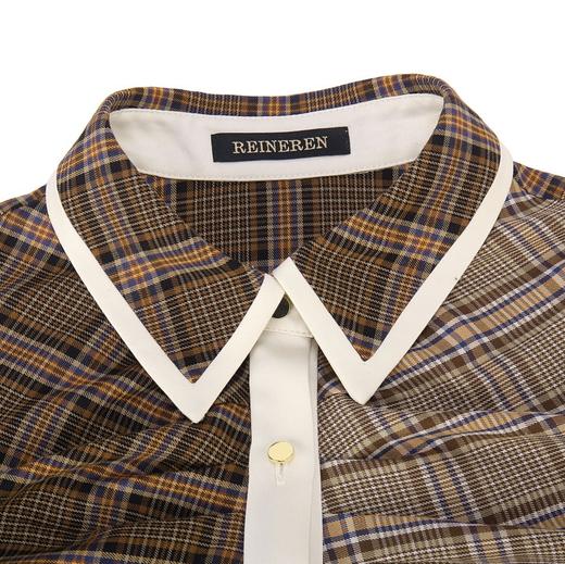 格纹拼接不对称衬衫 商品图2