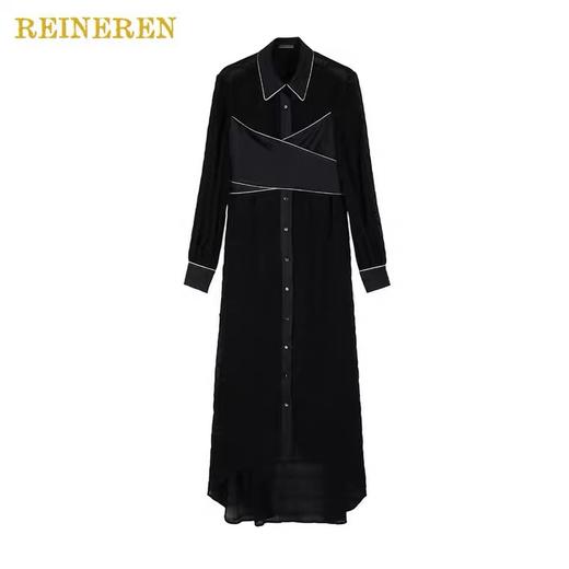 绑带设计长款连衣裙 商品图0