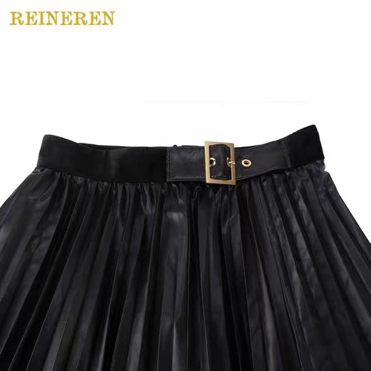 不对称百褶开衩长裙 商品图3