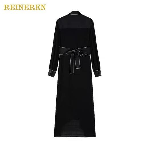 绑带设计长款连衣裙 商品图1