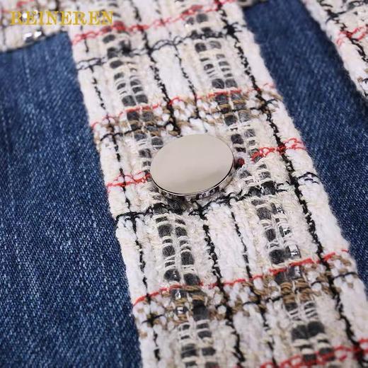 格纹拼接牛仔夹克 商品图3