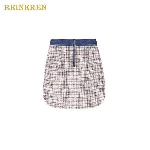 牛仔拼接格纹短裙 商品图2
