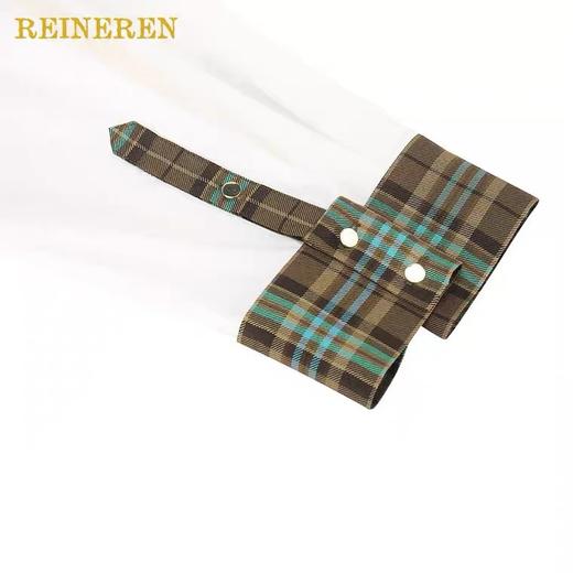 格纹拼接收腰连衣裙 商品图3