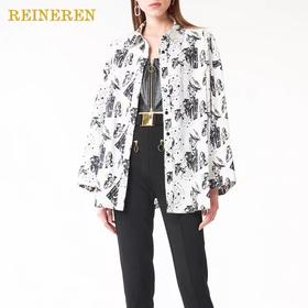 女战士印花宽松衬衫