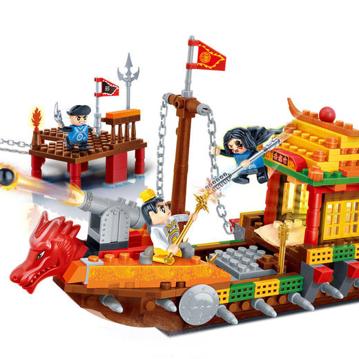 邦宝功夫奇侠6606玄龙争霸龙舟船5岁男童拼装拼插颗粒积木玩具 商品图4