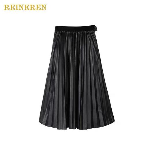 不对称百褶开衩长裙 商品图2