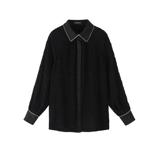 肌理感透视泡泡袖宽松衬衫 商品图0