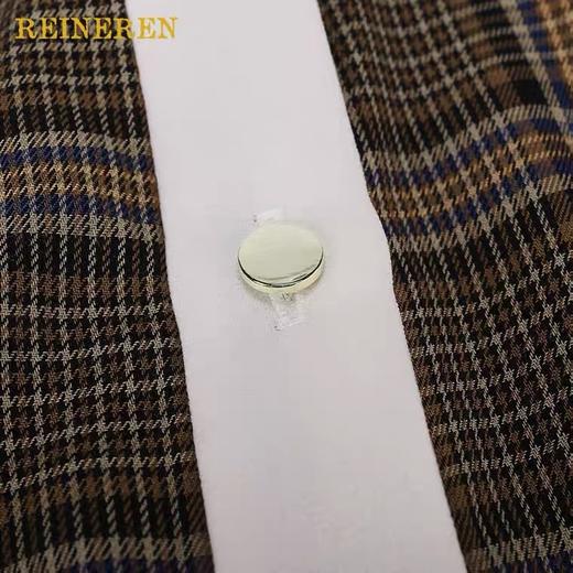 假两件围裹格纹拼接绑带衬衫 商品图3