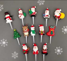 圣诞蛋糕装饰软陶立体插件 款式随机