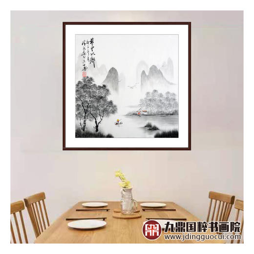 李泽江《梦里水乡》68*68cm 山水斗方作品 餐厅/茶室挂画 商品图3