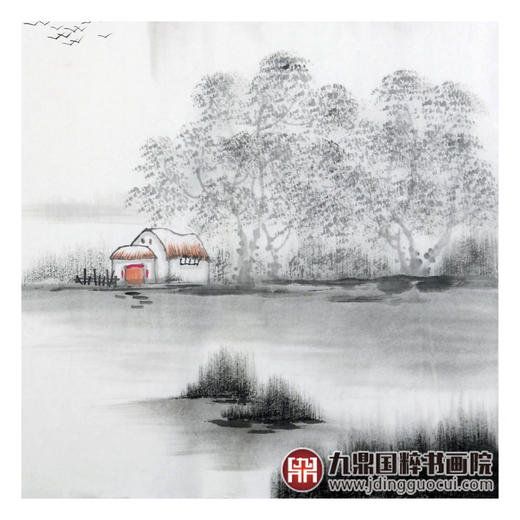 李泽江《梦里水乡》68*68cm 山水斗方作品 餐厅/茶室挂画 商品图7