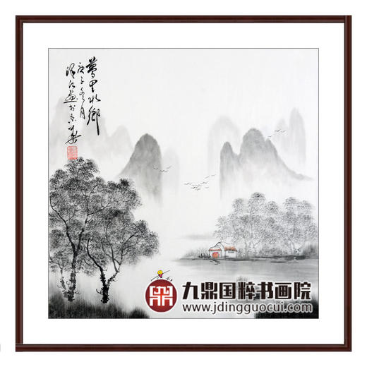 李泽江《梦里水乡》68*68cm 山水斗方作品 餐厅/茶室挂画 商品图0