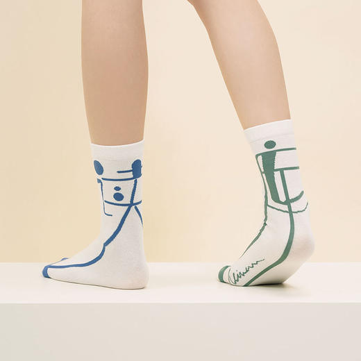 单读×读库×内外联名阅读袜3双套装 男女款 拼色中筒袜 商品图1