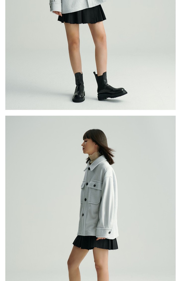 2楼initial2020冬季新品潮流衬衫夹克设计感外套女20wjkfmcxx319 吊牌