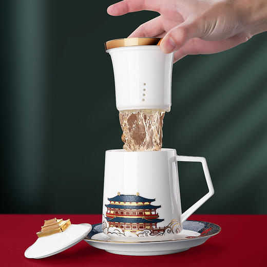 醉长安 个人杯茶叶罐礼装 茶具 茶杯 滤茶器中式陶瓷茶杯礼盒西安礼物大唐文创 商品图3