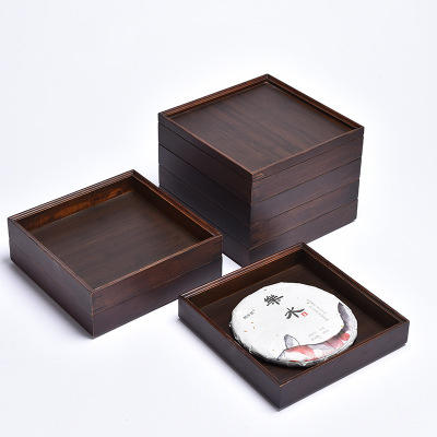 茶叶罐普洱茶盒家用多层竹制茶饼收纳盒白茶饼储茶盒茶饼罐分茶器 商品图1