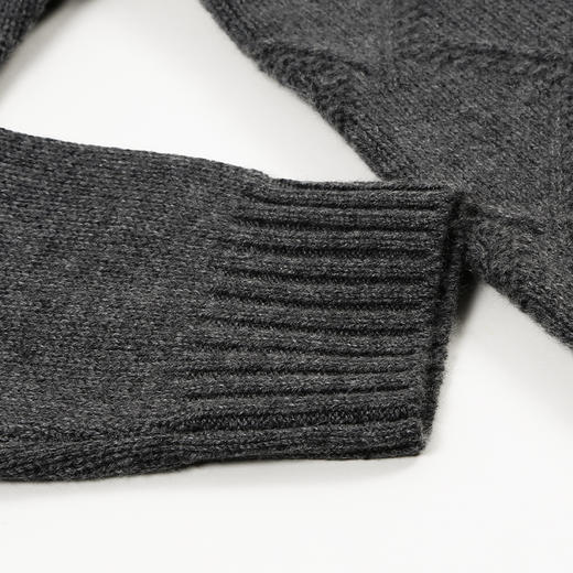 METTE羊绒世家2020秋冬男100%山羊绒衫时尚菱形绞花加厚保暖毛衣 商品图3