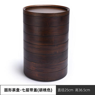 茶叶罐普洱茶盒家用多层竹制茶饼收纳盒白茶饼储茶盒茶饼罐分茶器 商品图11