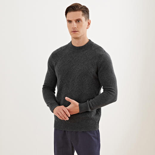 METTE羊绒世家2020秋冬男100%山羊绒衫时尚菱形绞花加厚保暖毛衣 商品图1