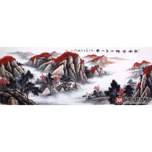 高云鹏《秋风染醉山里人家》68*178cm 山水横幅作品 办公室/客厅挂画 商品图1