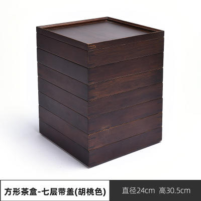 茶叶罐普洱茶盒家用多层竹制茶饼收纳盒白茶饼储茶盒茶饼罐分茶器 商品图7