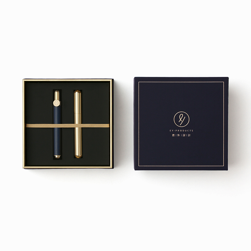 小写牛皮签字笔+黄铜笔芯筒-深海蓝-字母款