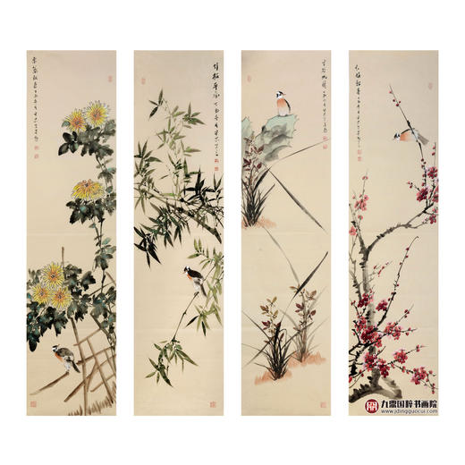许守忠《花鸟四条屏》34cm*138cm*4 花鸟四条屏作品 客厅/茶室挂画 商品图1