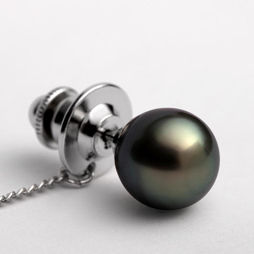 LUCINE大溪地海水黑珍珠胸领别针男女气质开衫西装领带百搭防走光 商品图0