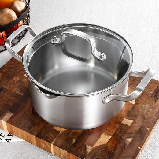 美厨(maxcook)汤锅 304不锈钢汤锅汤煲22cm 加厚复合底 燃气炉电磁炉