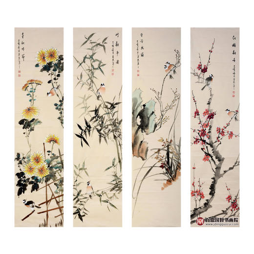 许守忠《花鸟四条屏》34cm*138cm*4 花鸟四条屏作品 客厅/茶室挂画 商品图1
