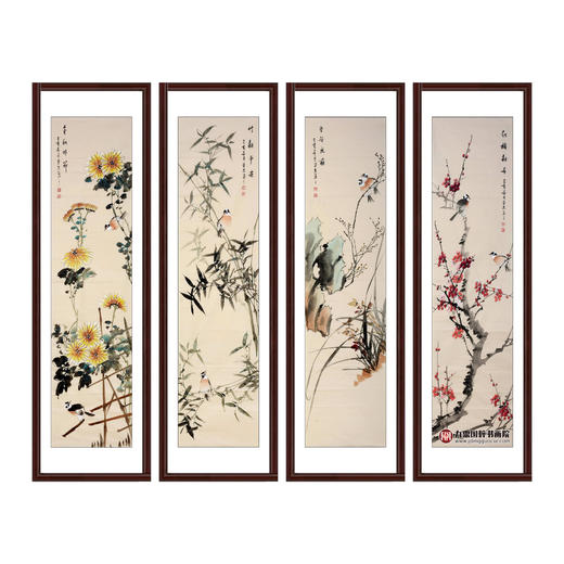 许守忠《花鸟四条屏》34cm*138cm*4 花鸟四条屏作品 客厅/茶室挂画 商品图0
