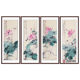 高云鹏《花鸟四条屏作品》35cm*100cm*4 花鸟四条屏作品 办公室/客厅挂画