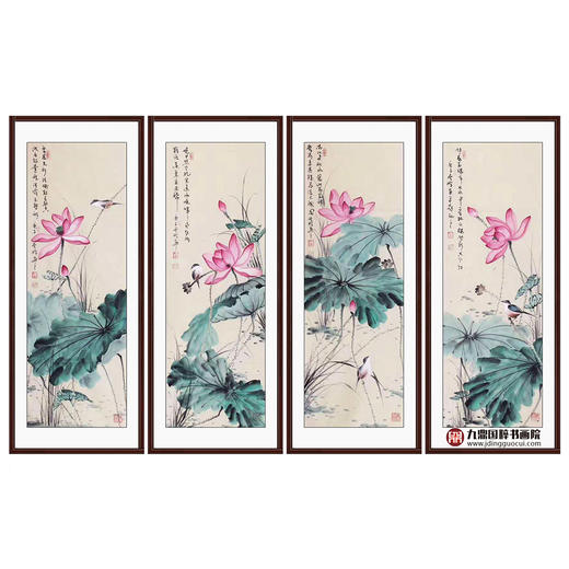 高云鹏《花鸟四条屏作品》35cm*100cm*4 花鸟四条屏作品 办公室/客厅挂画 商品图0