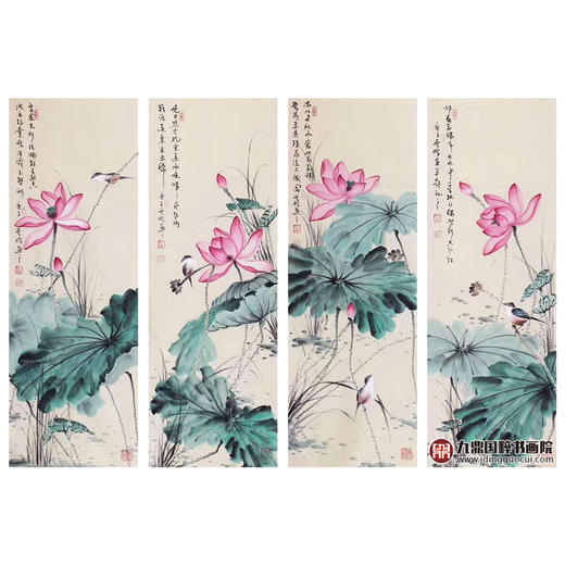 高云鹏《花鸟四条屏作品》35cm*100cm*4 花鸟四条屏作品 办公室/客厅挂画 商品图1