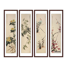 许守忠《花鸟四条屏》34cm*138cm*4 花鸟四条屏作品 客厅/茶室挂画