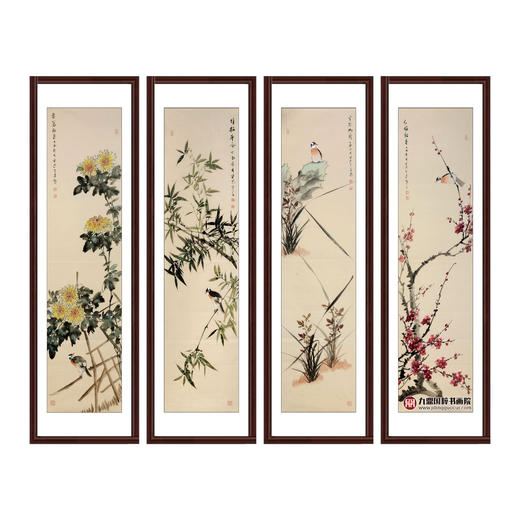 许守忠《花鸟四条屏》34cm*138cm*4 花鸟四条屏作品 客厅/茶室挂画 商品图0