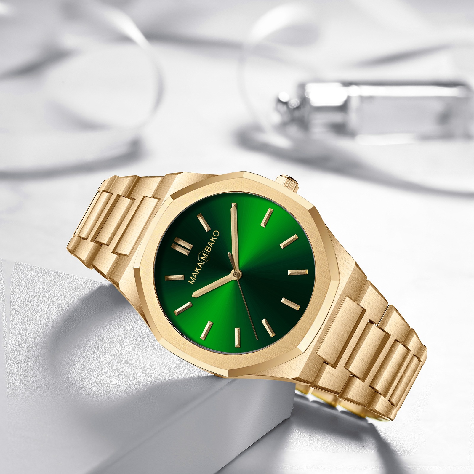 日本美优达机芯防水不锈钢带手表男 可品牌授权拉沙黑色男士手表