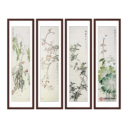许守忠《花鸟四条屏》34cm*138cm*4 花鸟四条屏作品 客厅/茶室挂画 商品图0