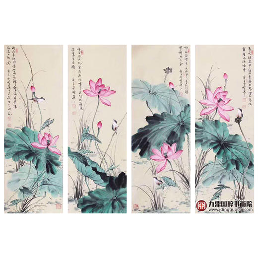 高云鹏《花鸟四条屏作品》35cm*100cm*4 花鸟四条屏作品 办公室/客厅挂画 商品图1