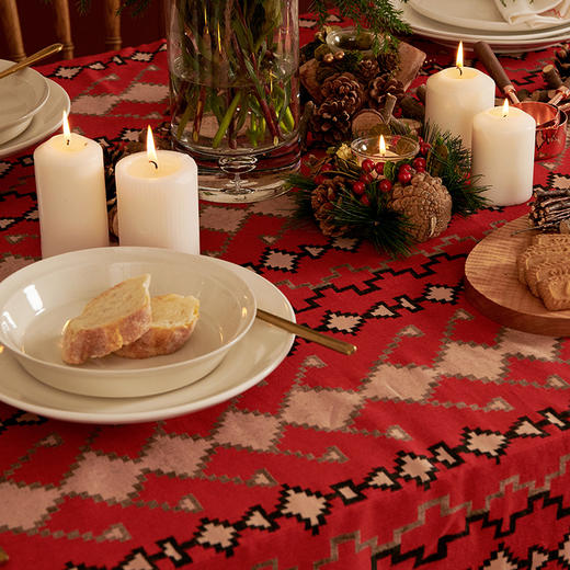 红色节日桌布新年圣诞装饰桌布餐桌布艺 商品图2