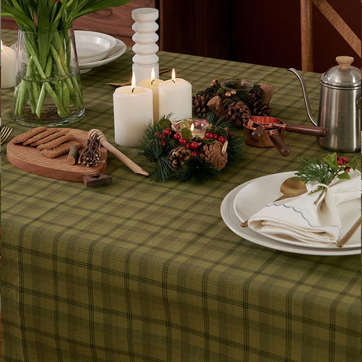 绿色格子桌布格纹方格圣诞主题英伦餐桌布艺 商品图2