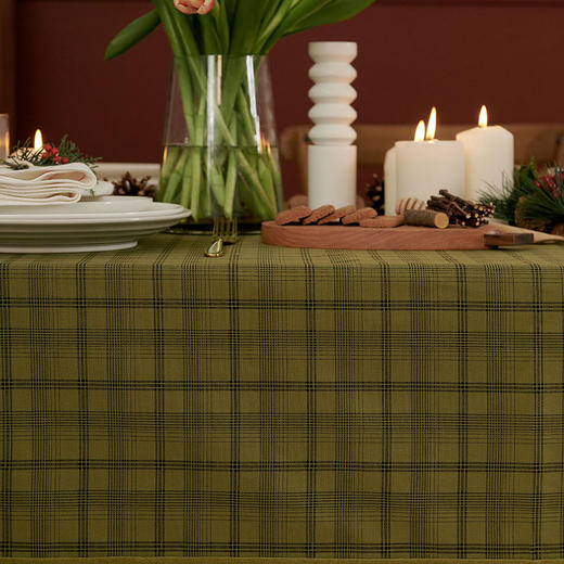 绿色格子桌布格纹方格圣诞主题英伦餐桌布艺 商品图3