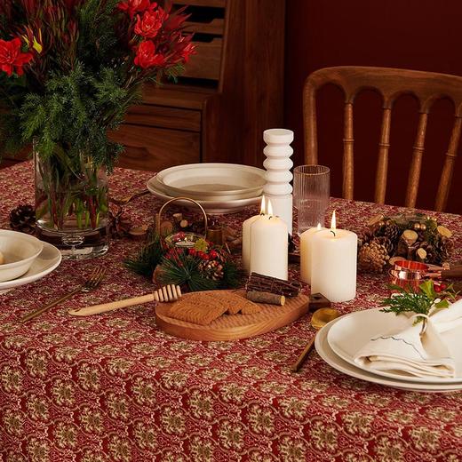 红色节日新年圣诞方桌布蕾丝边餐桌布艺 商品图2