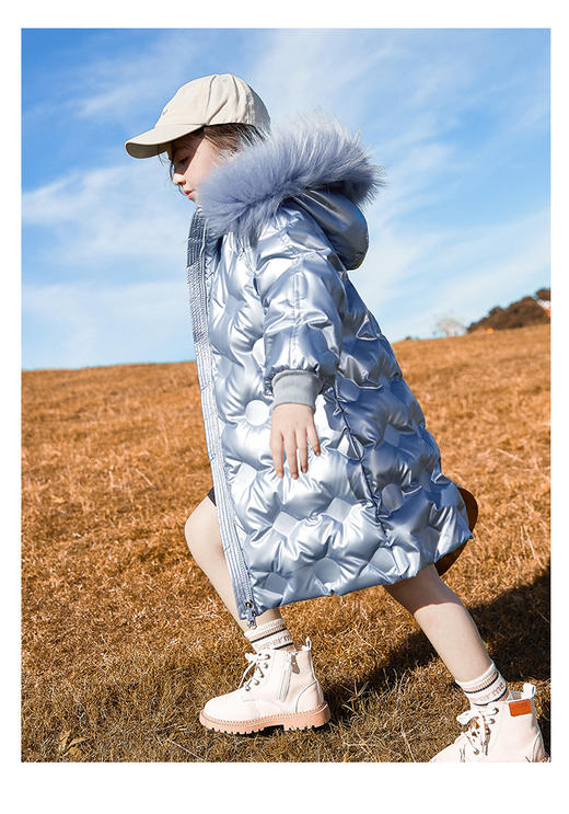 【童装】. *童装羽绒服女童中长款加厚大码真毛领中大童外套潮 商品图2