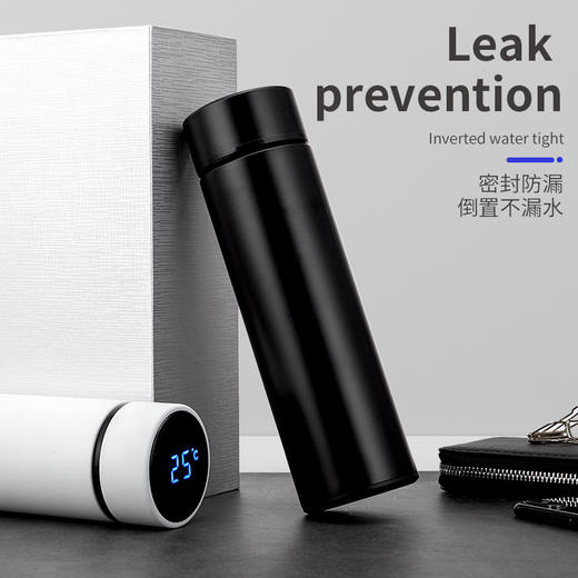 智能304不锈钢温控保温杯创意商务水杯触摸LED显示温度水杯子 黑色 商品图1
